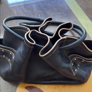 Cole Haan Black Leather Shoulder Bag with Slouchy Design